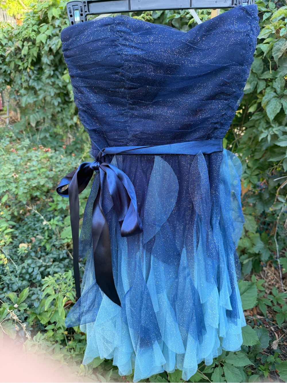 Teeze Me Navy to Light Blue Ombre Glitter Strapless Party Dress The cutest!